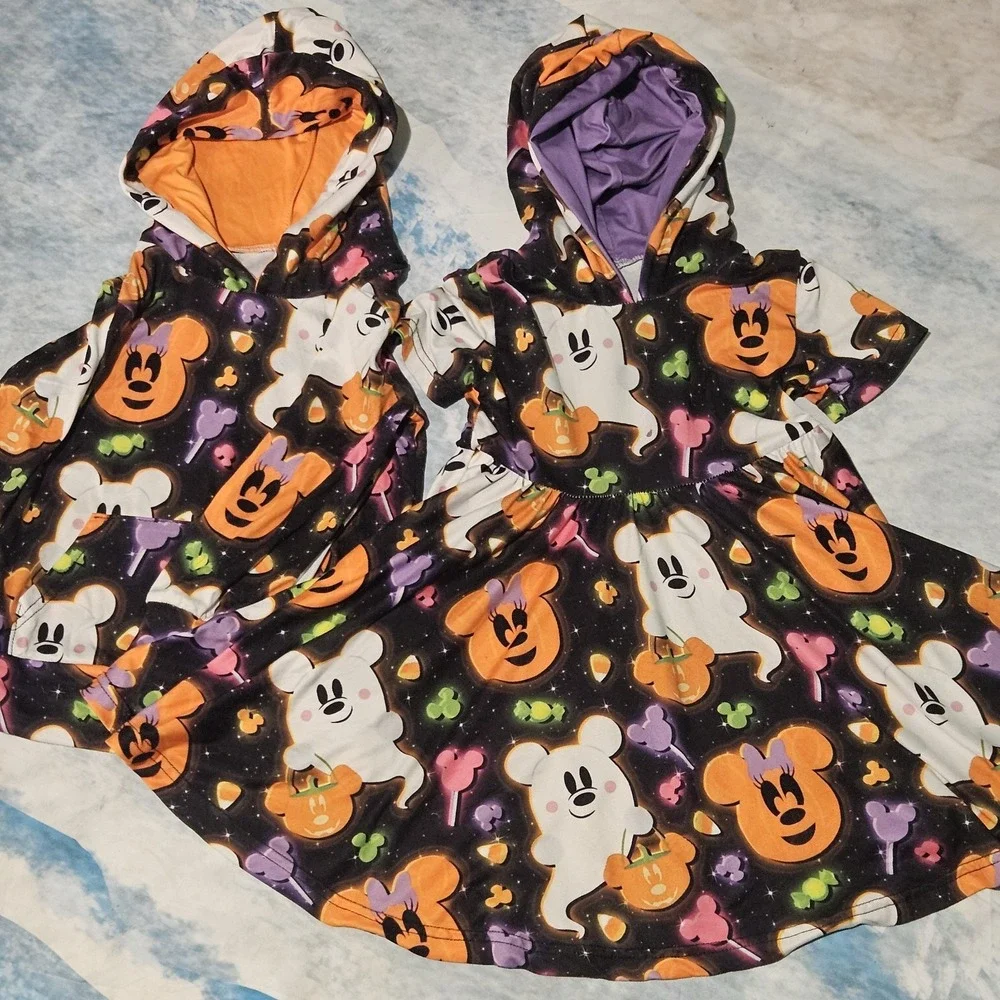 Milksilk Girls Halloween Set Size 4T Mouse Ghost Pumpkin Twirl Dress Hoodie